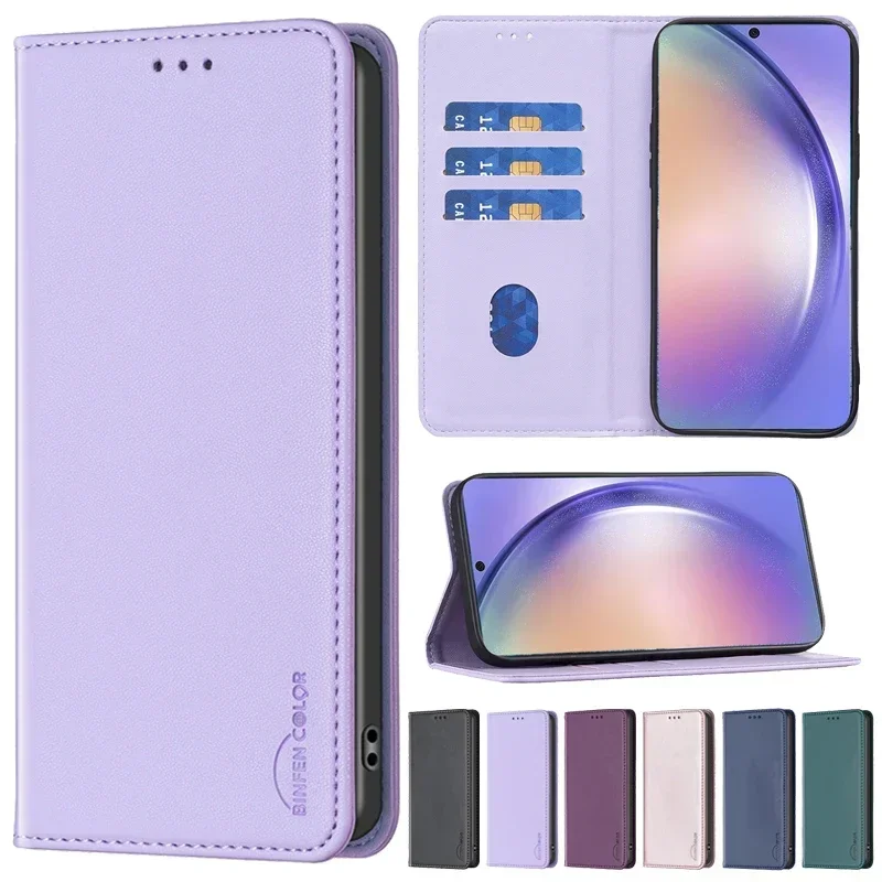 Samsung Galaxy S24 - Funda de cuero con tapa magnética